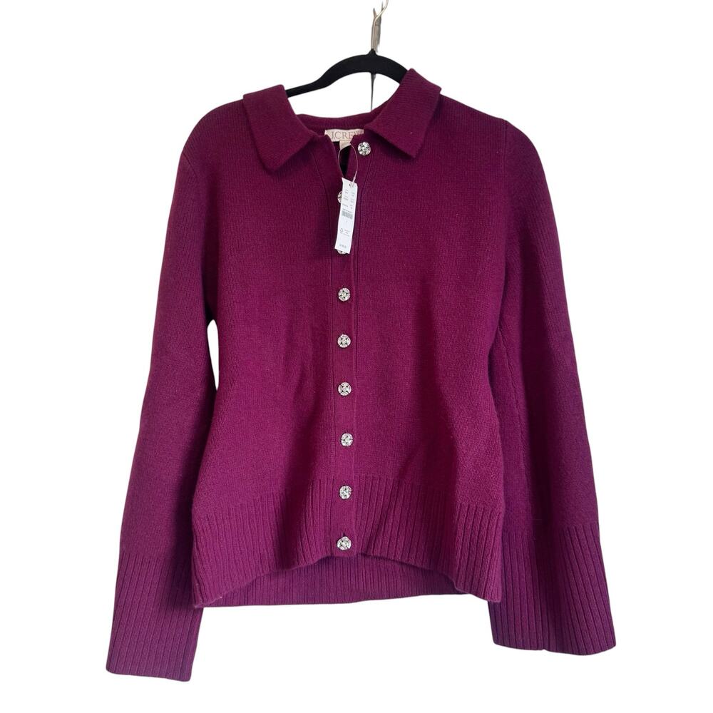 J.Crew Milano-Stitch Cinched-Waist Cardigan with Embellished Buttons Size L NWT - Picture 2 of 11